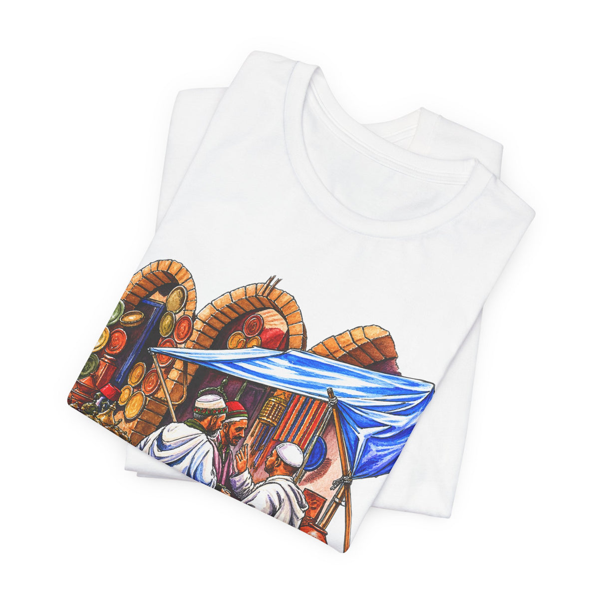 Marketplace Market Day T‑Shirt — Vintage Middle Eastern Bazaar Illustration