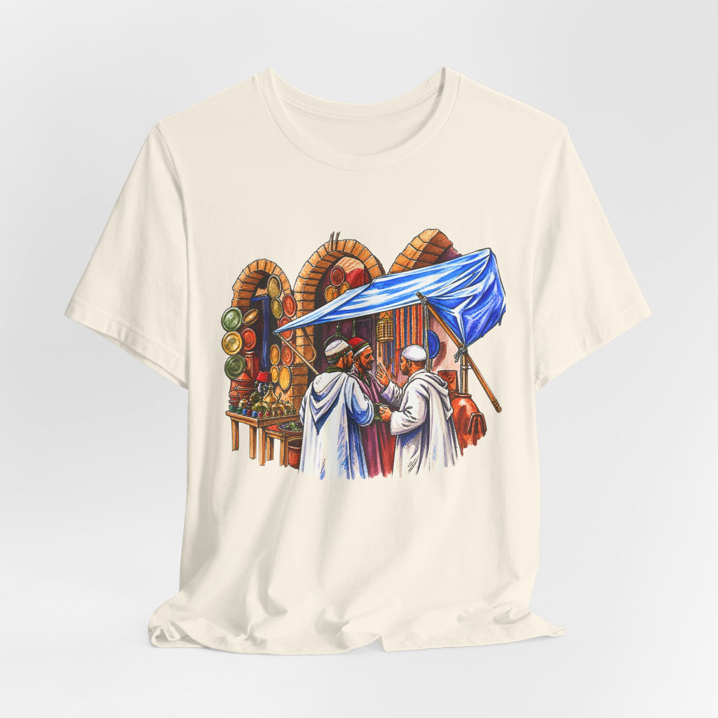Marketplace Market Day T‑Shirt — Vintage Middle Eastern Bazaar Illustration