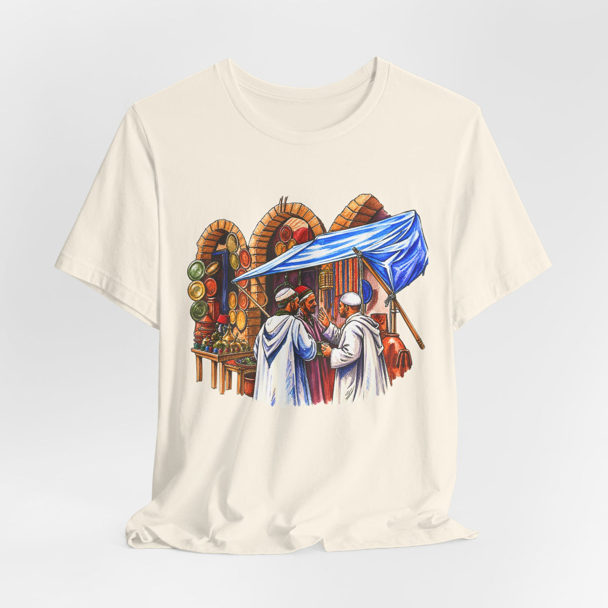 Marketplace Market Day T‑Shirt — Vintage Middle Eastern Bazaar Illustration