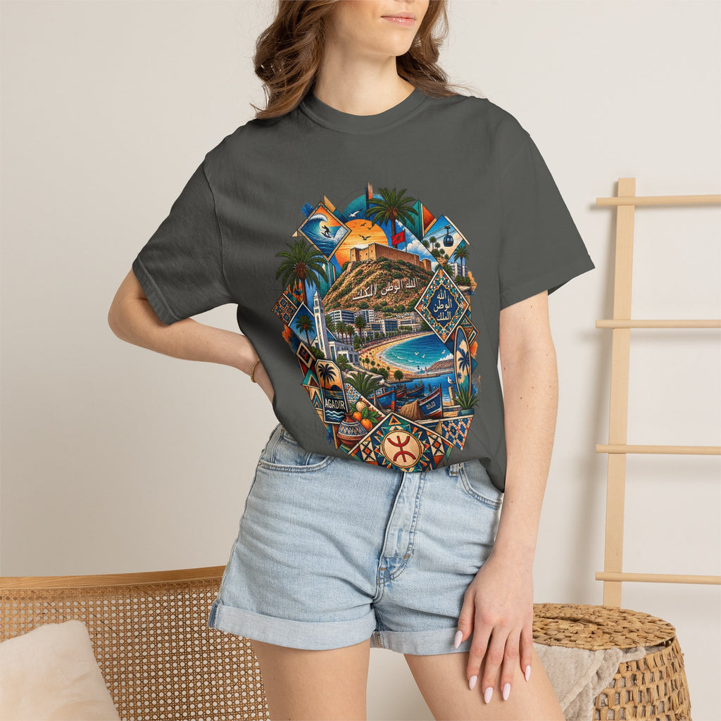 Coastal Mosaic Graphic T-Shirt — Vintage Beach Landscape Tee
