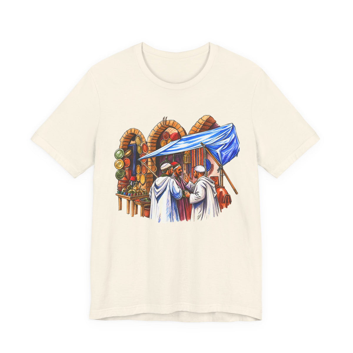Marketplace Market Day T‑Shirt — Vintage Middle Eastern Bazaar Illustration