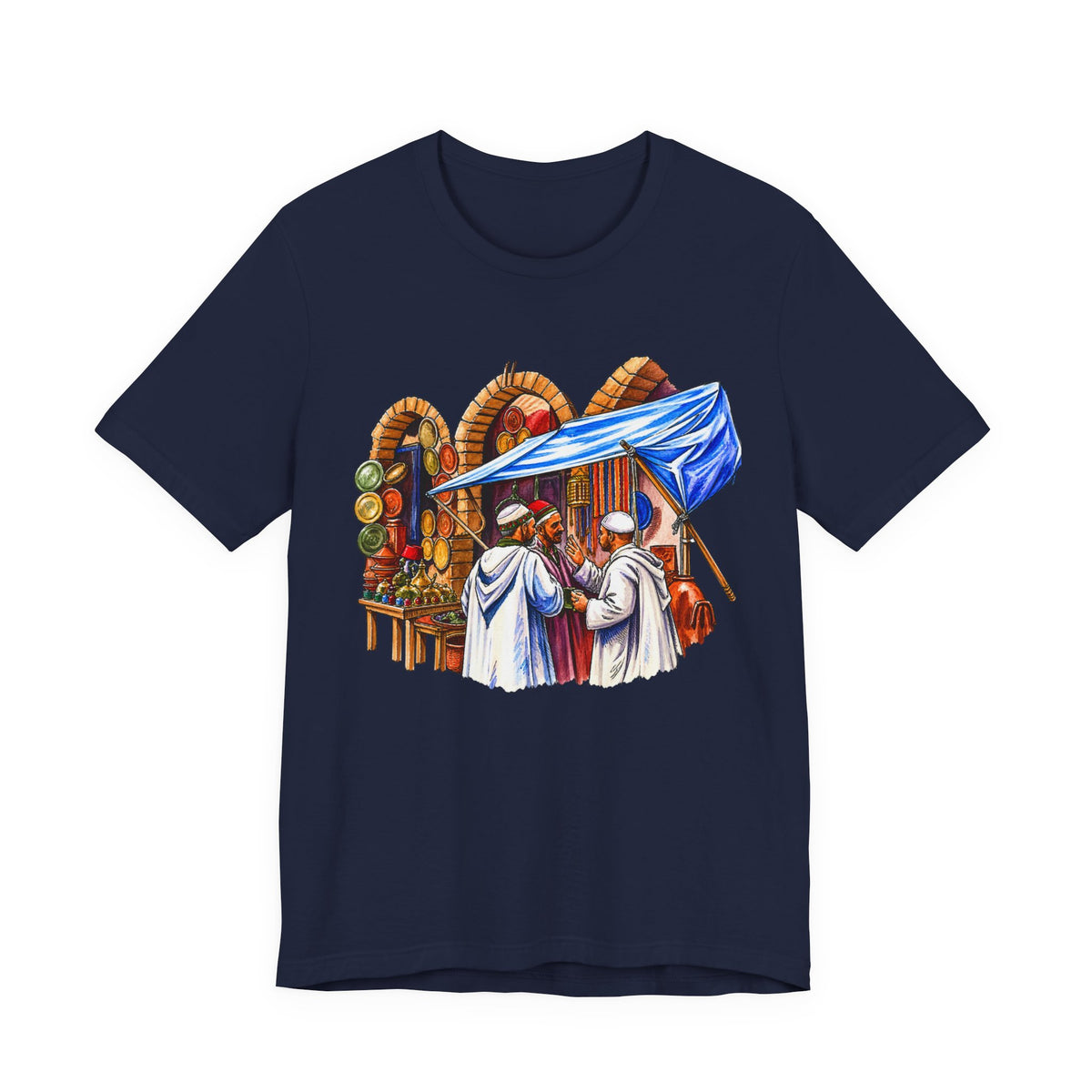 Marketplace Market Day T‑Shirt — Vintage Middle Eastern Bazaar Illustration