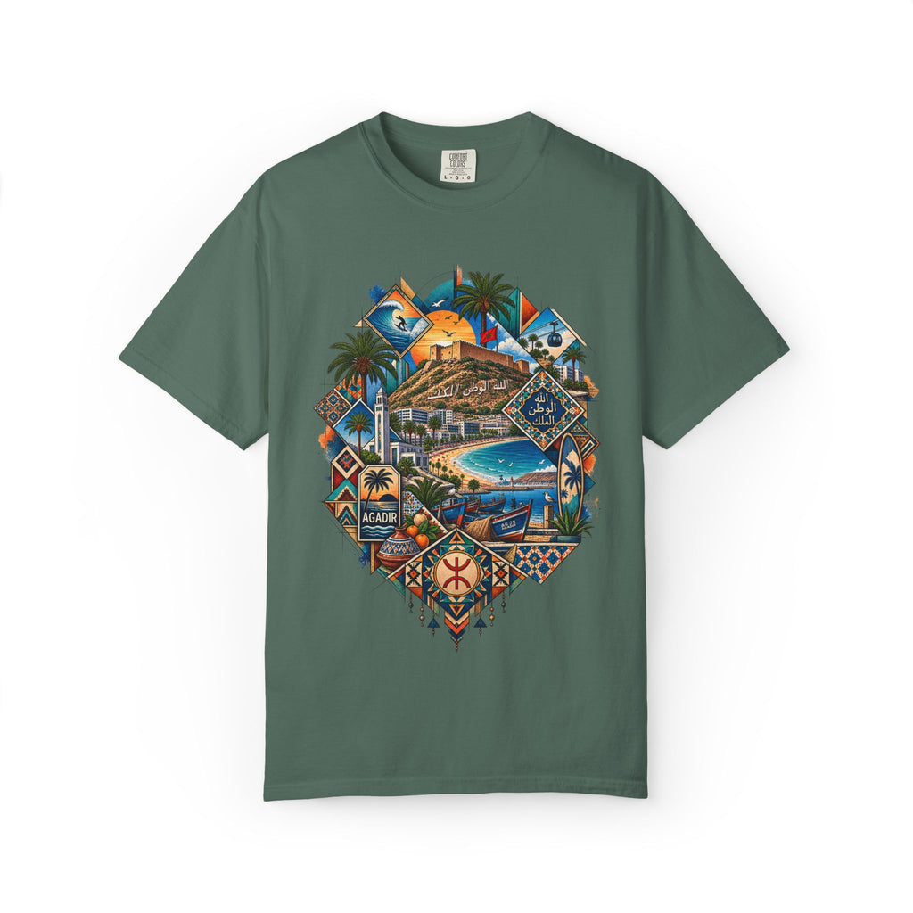 Coastal Mosaic Graphic T-Shirt — Vintage Beach Landscape Tee