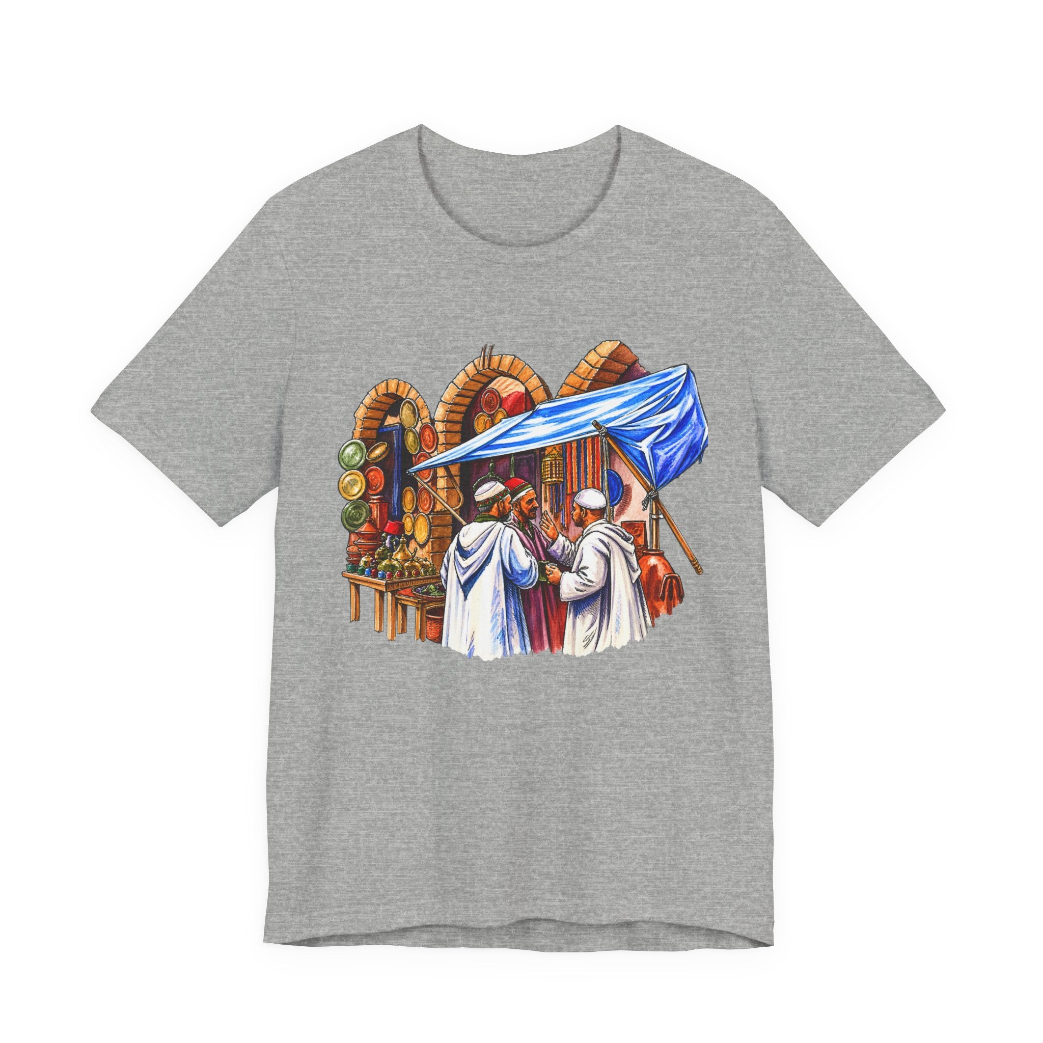 Marketplace Market Day T‑Shirt — Vintage Middle Eastern Bazaar Illustration