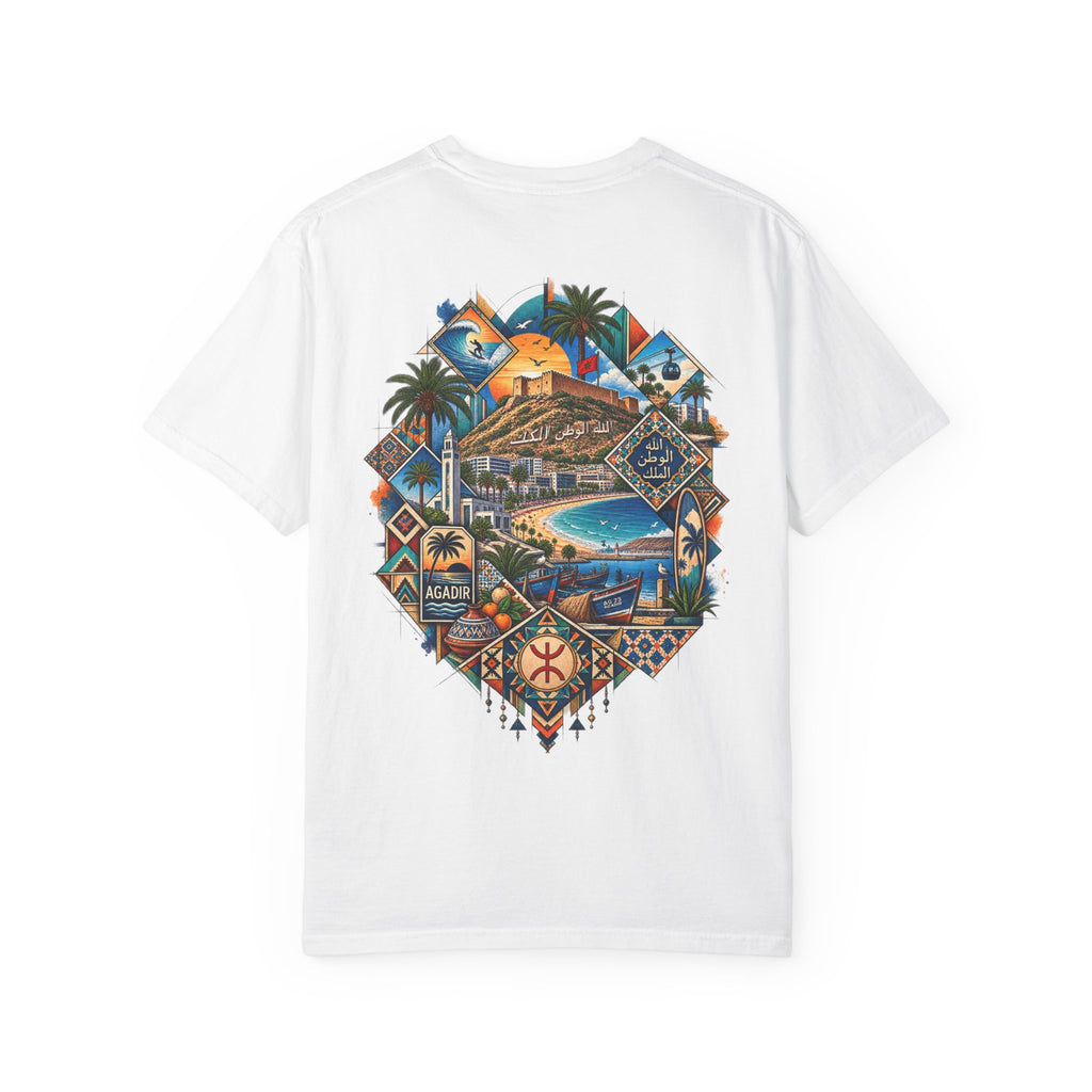 Coastal Mosaic Graphic T-Shirt — Vintage Beach Landscape Tee