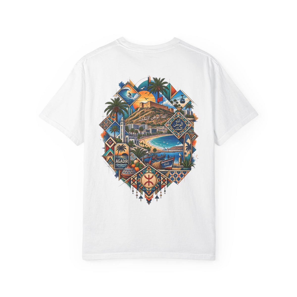 Coastal Mosaic Graphic T-Shirt — Vintage Beach Landscape Tee