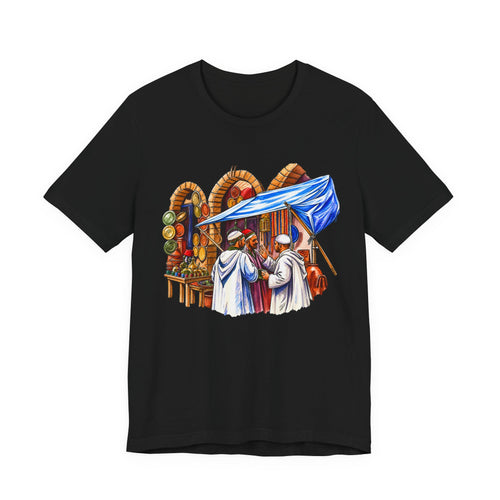 Marketplace Market Day T‑Shirt — Vintage Middle Eastern Bazaar Illustration