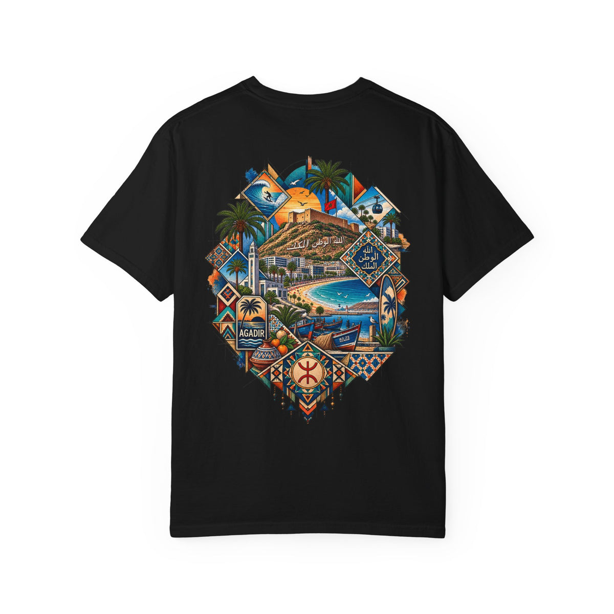 Coastal Mosaic Graphic T-Shirt — Vintage Beach Landscape Tee