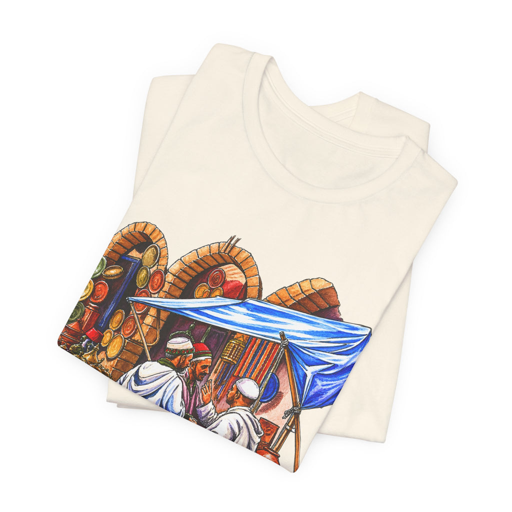 Marketplace Market Day T‑Shirt — Vintage Middle Eastern Bazaar Illustration