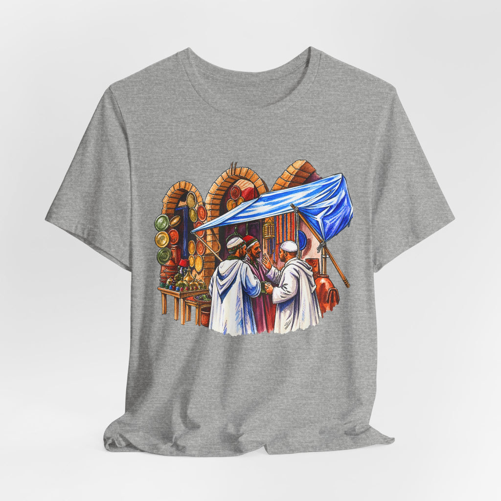 Marketplace Market Day T‑Shirt — Vintage Middle Eastern Bazaar Illustration