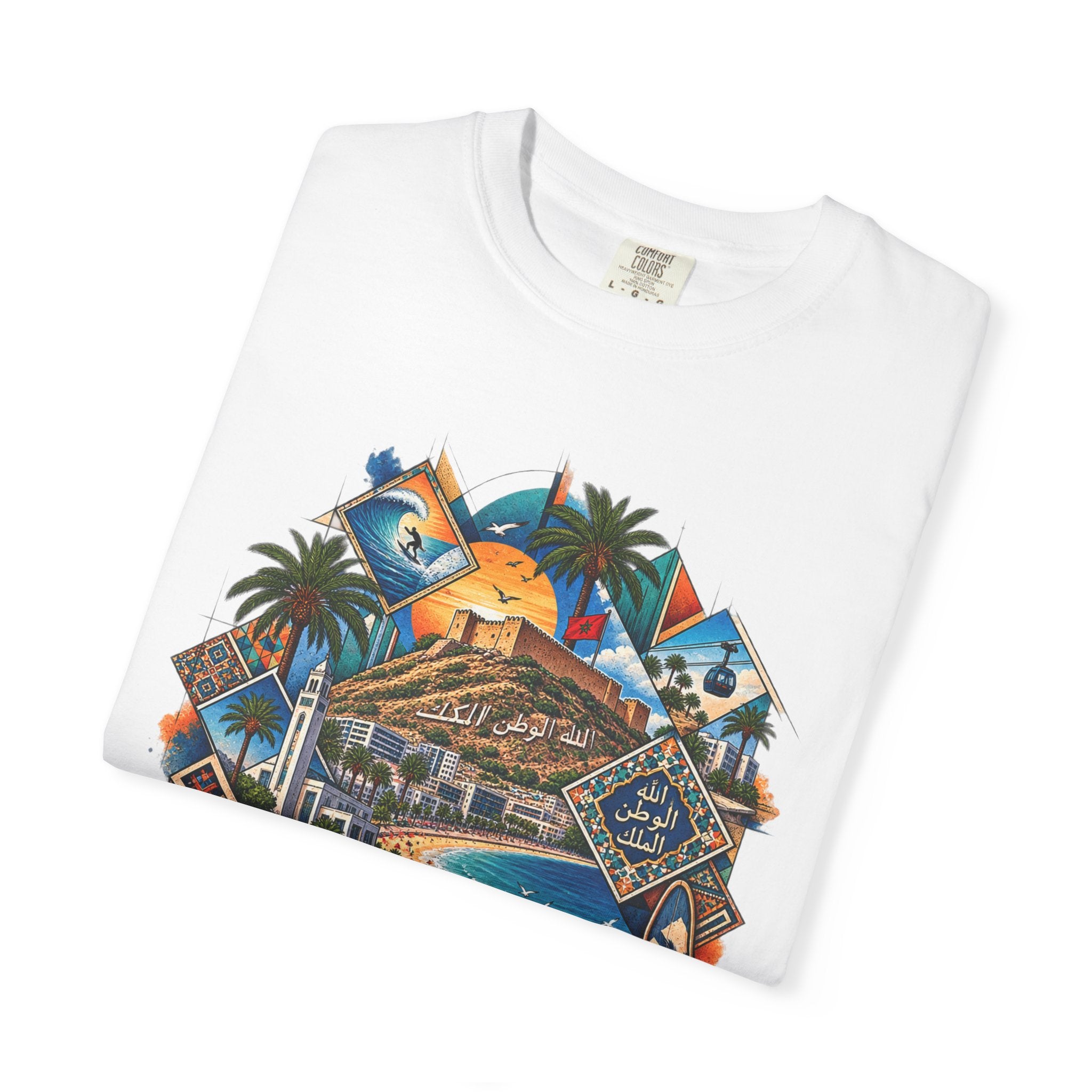 Coastal Mosaic Graphic T-Shirt — Vintage Beach Landscape Tee