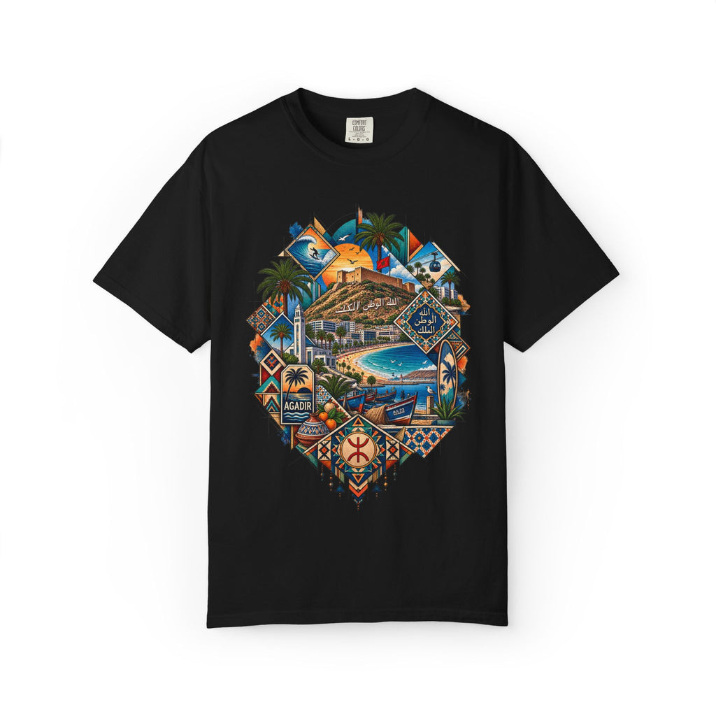Coastal Mosaic Graphic T-Shirt — Vintage Beach Landscape Tee
