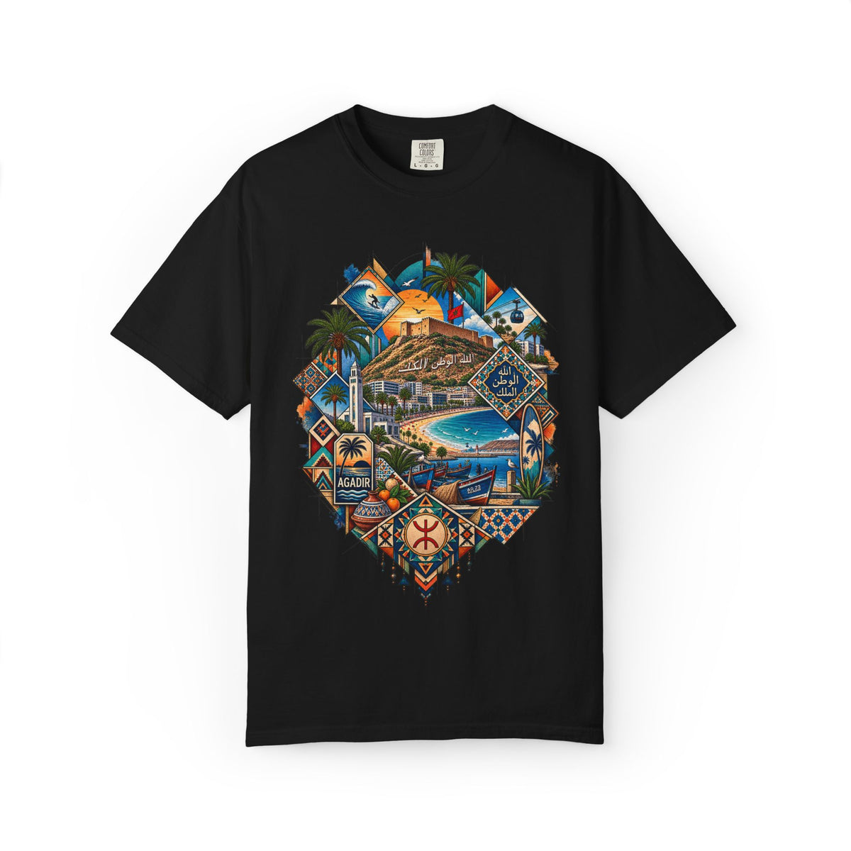 Coastal Mosaic Graphic T-Shirt — Vintage Beach Landscape Tee